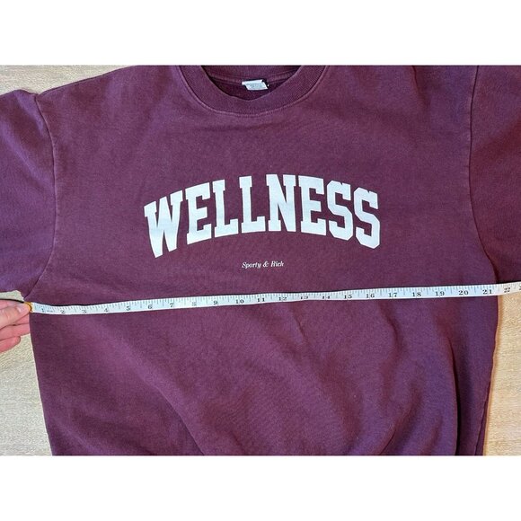 Sporty & Rich Burgundy Wellness Ivy Crewneck Sweatshirt Men's Size Small - Picture 5 of 7